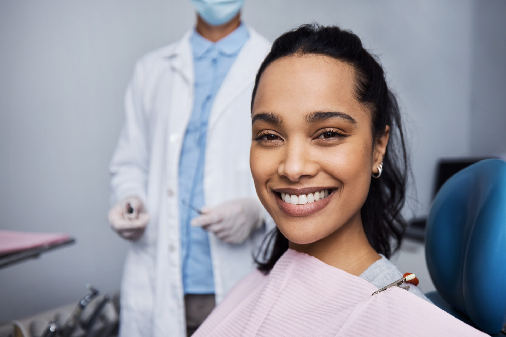 See what good dental health can do for your smile. Portrait of a young woman having dental work done on her teeth. dental resolutions for the new year